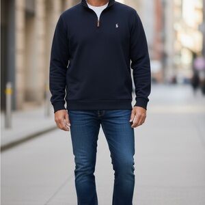 Polo Ralph Lauren Brushed Cotton 1/4 Zip Pullover Sweater Navy Men's  XXL Logo